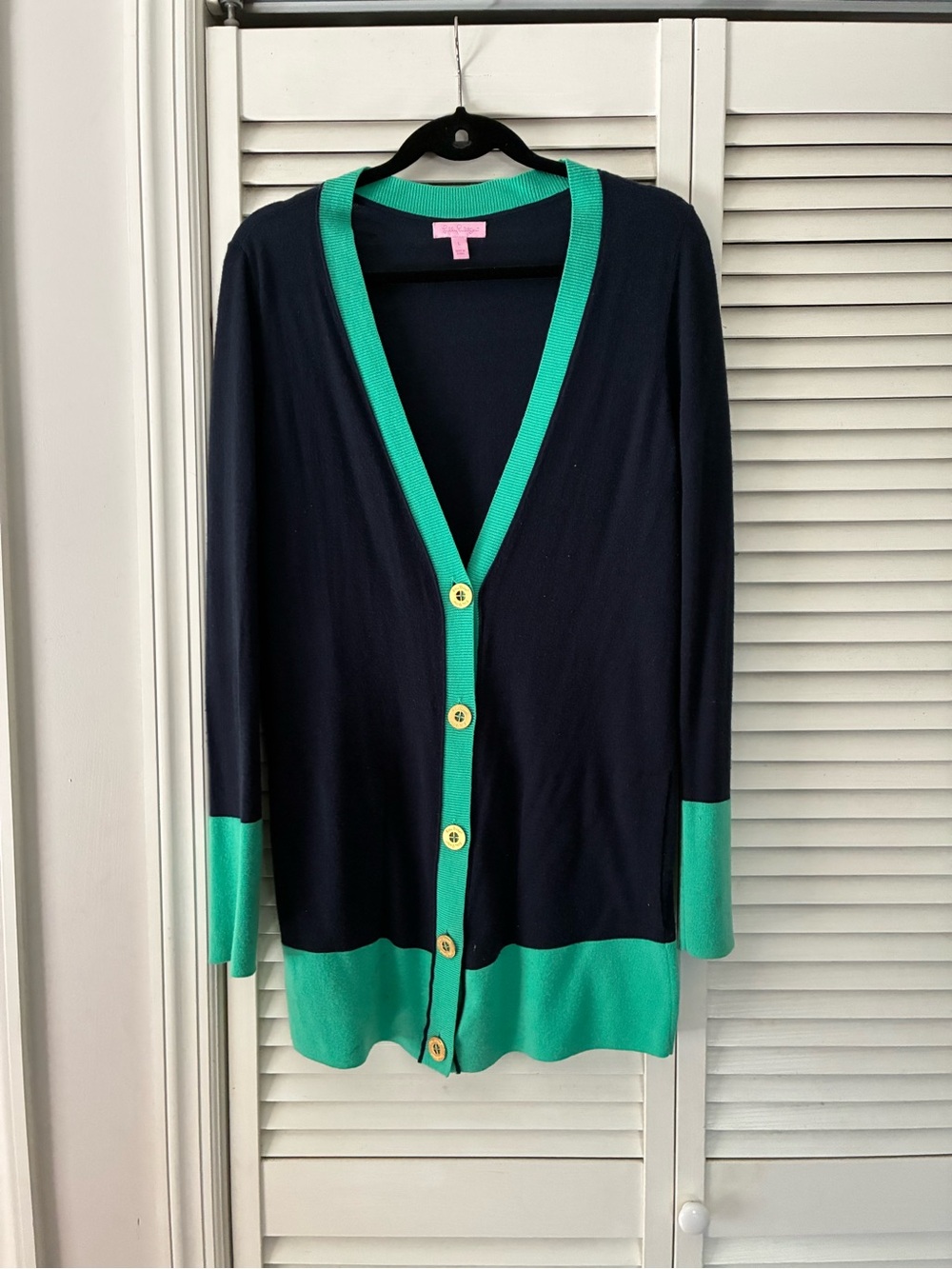 Lily Pulitzer light weight Navy and Teal Button-Front Cardigan